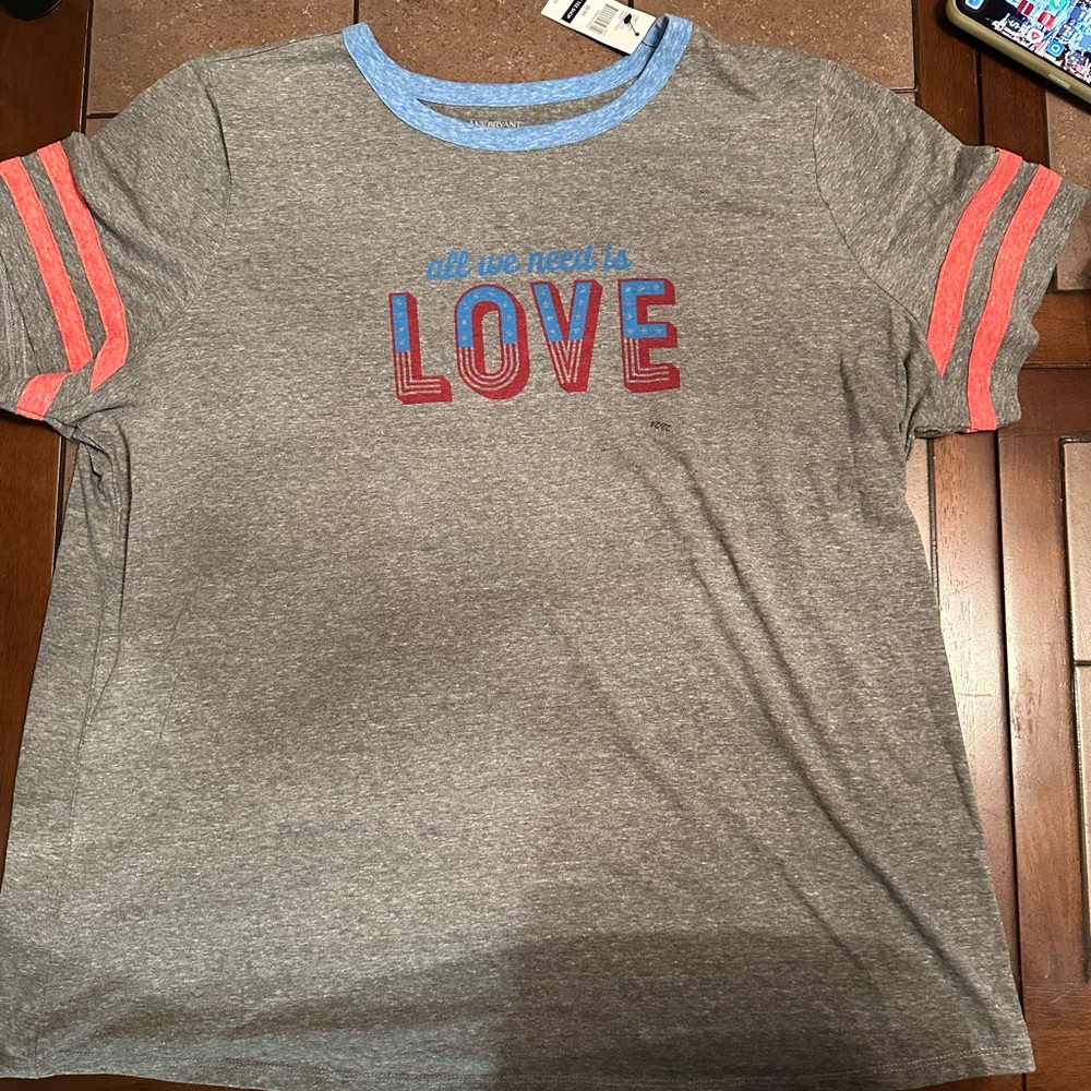 Women’s gray Shirt with Red and Blue Accents by Lane Bryant